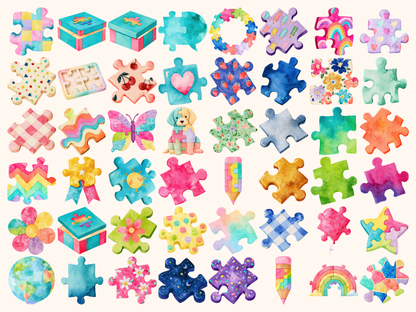 Puzzle Watercolor Clipart
