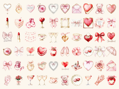 Coquette Valentine Watercolor Clipart