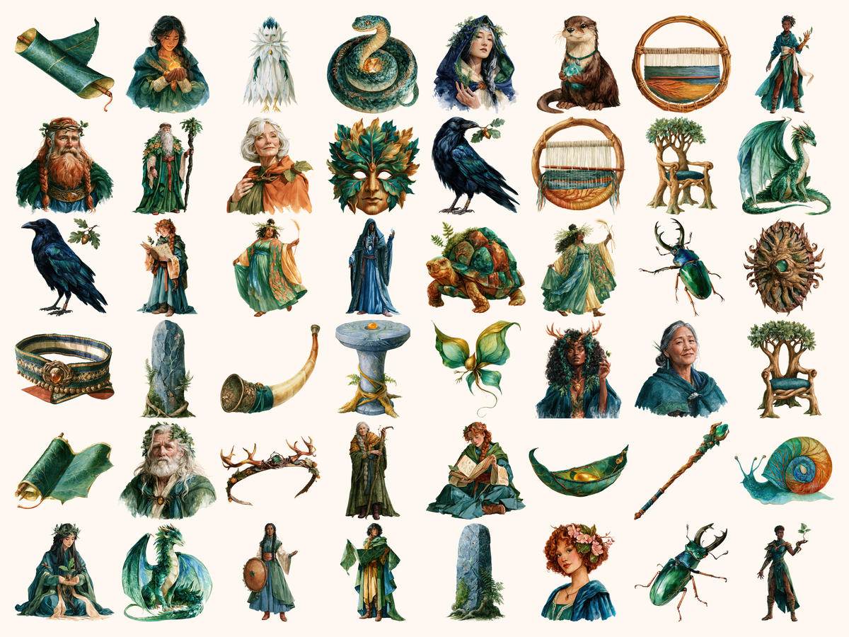 Druids Watercolor Clipart