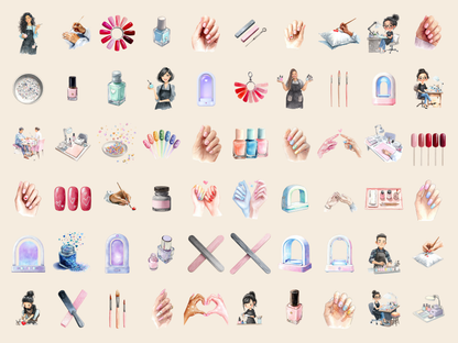 Nail Studio Watercolor Clipart