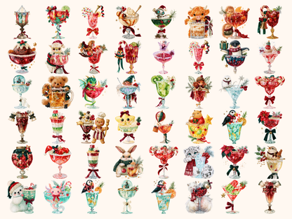 Christmas Cocktails Watercolor Clipart — listing preview 4