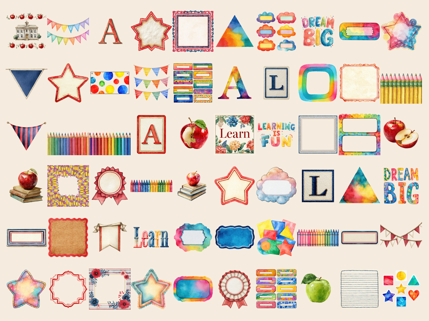 Classroom Decor Watercolor Clipart