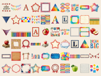 Classroom Decor Watercolor Clipart