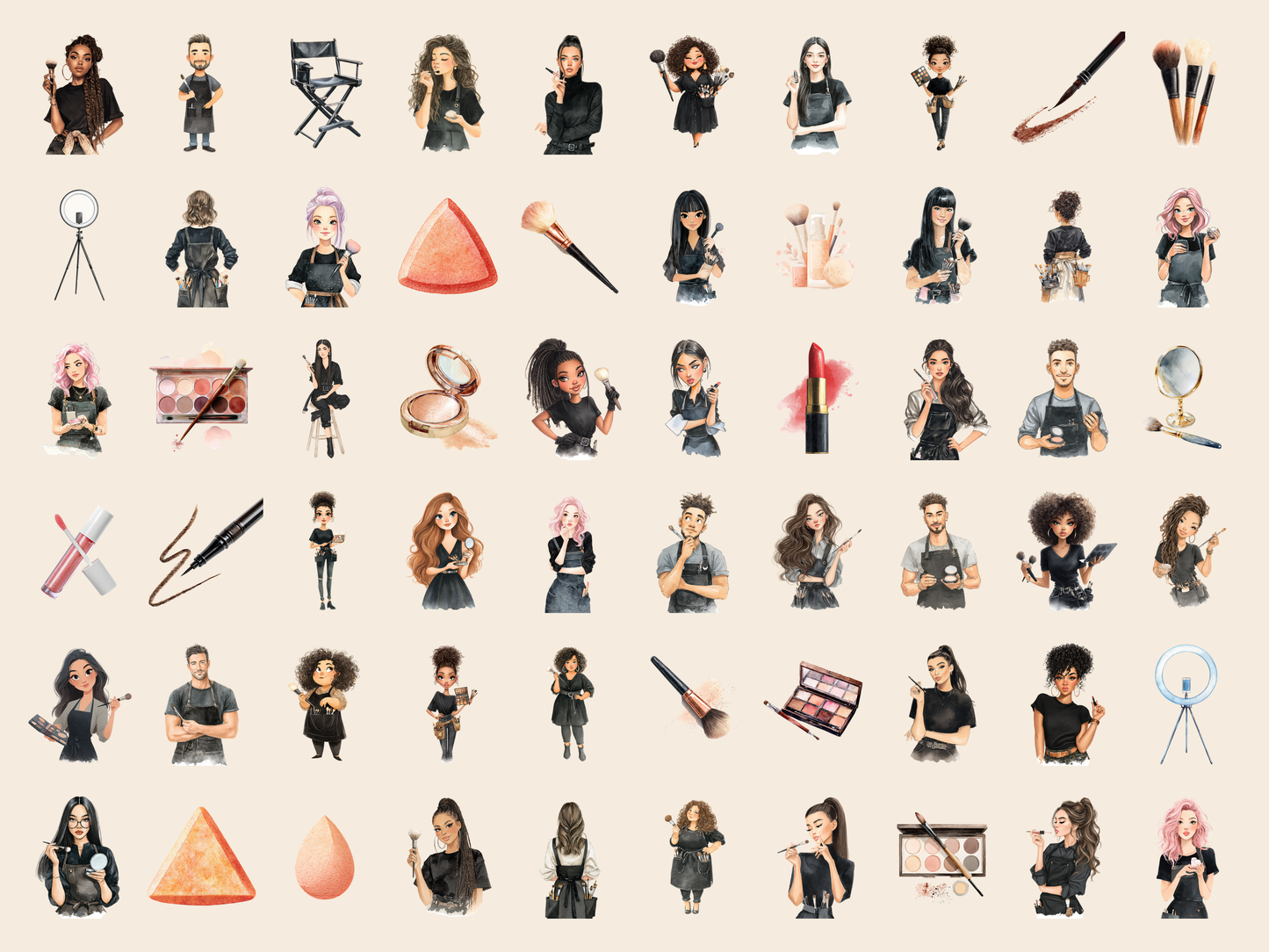 Makeup Artist Watercolor Clipart