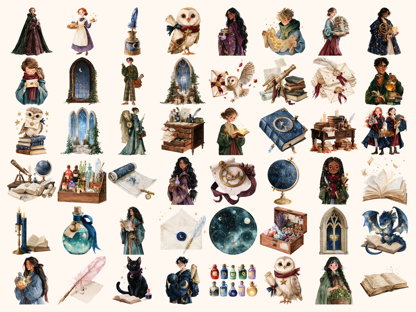 School of Magic Watercolor Clipart