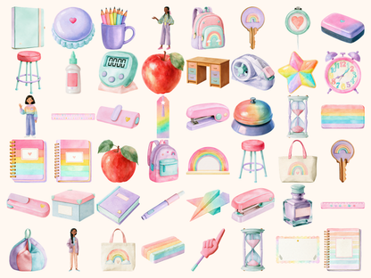Pastel Teacher Watercolor Clipart