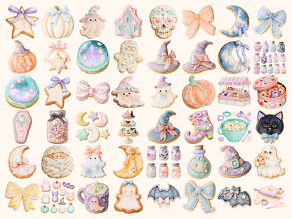 Pastel Halloween Cookies Watercolor Clipart