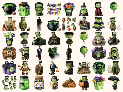 Frankenstein Watercolor Clipart