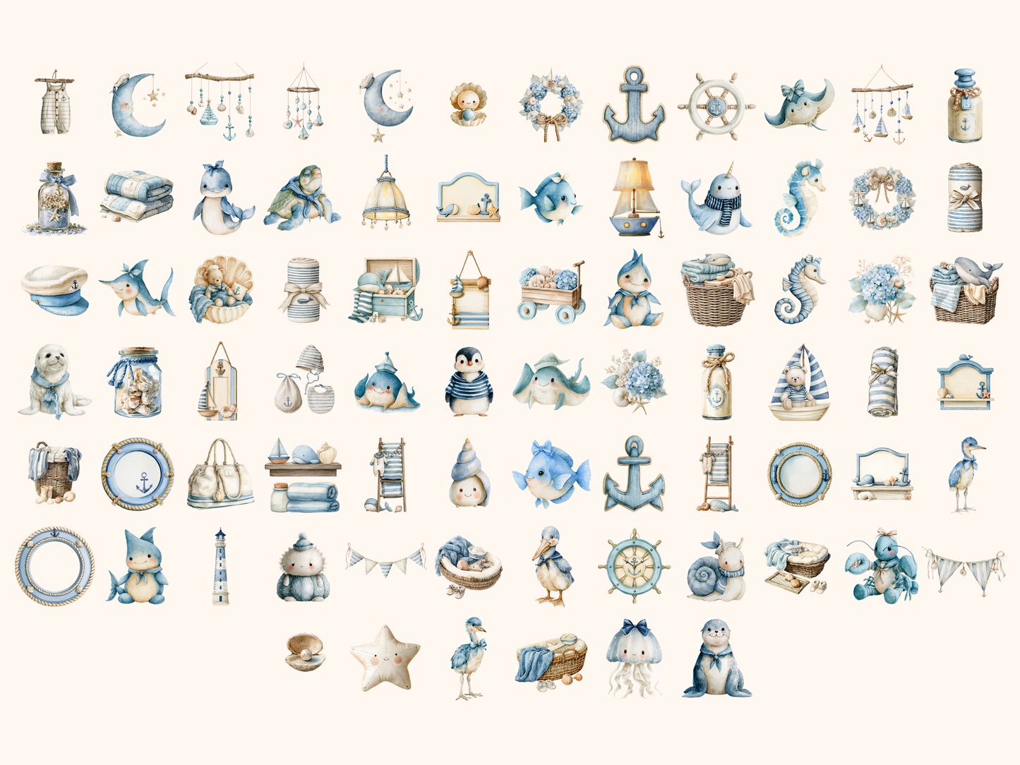 Nautical Nursery Watercolor Clipart