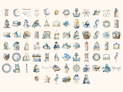 Nautical Nursery Watercolor Clipart