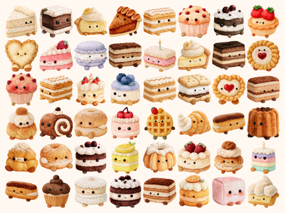 Plushie Cakes Watercolor Clipart
