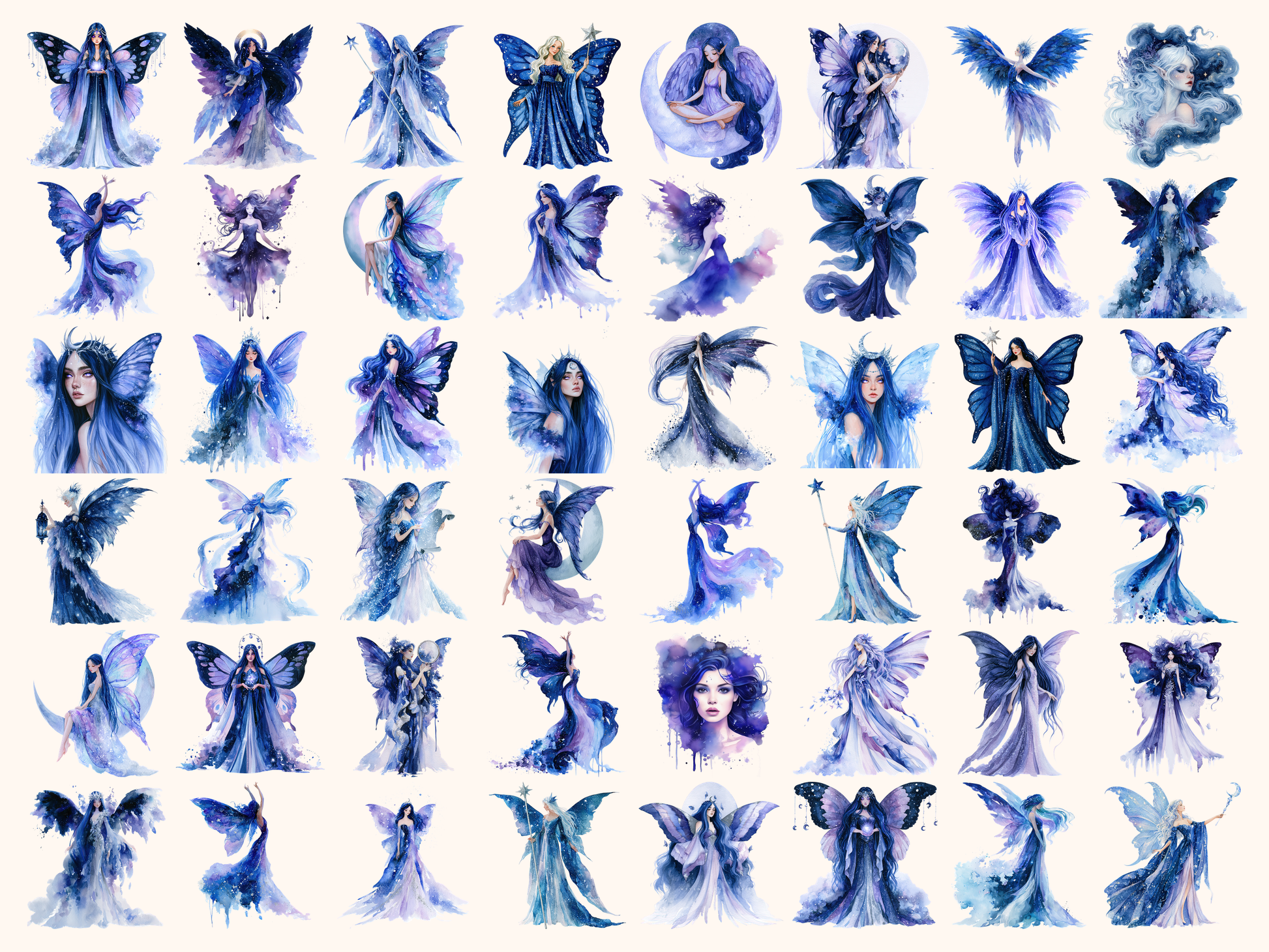 Celestial Fairies Watercolor Clipart