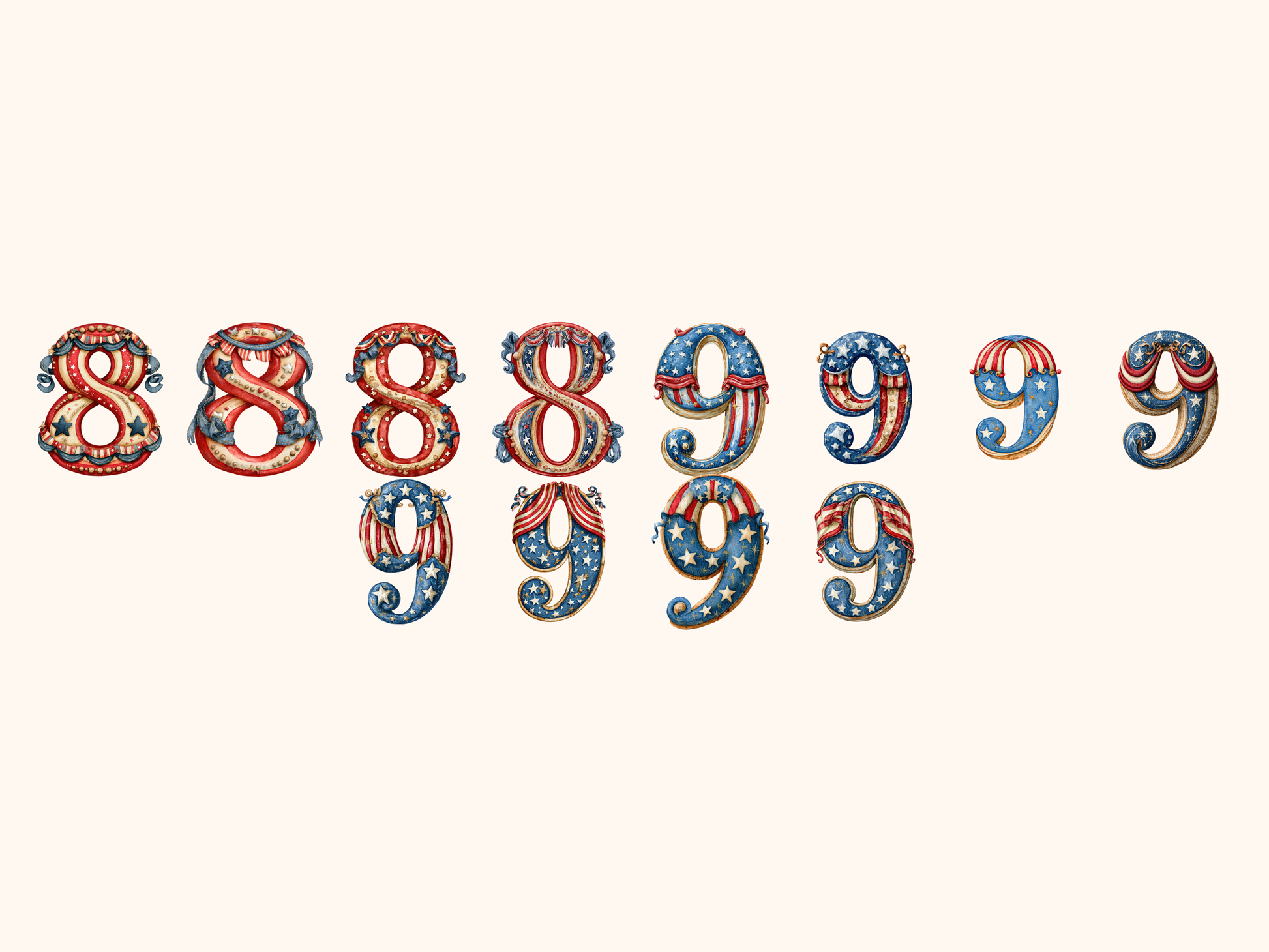 Stars and Stripes Alphabet & Numbers
