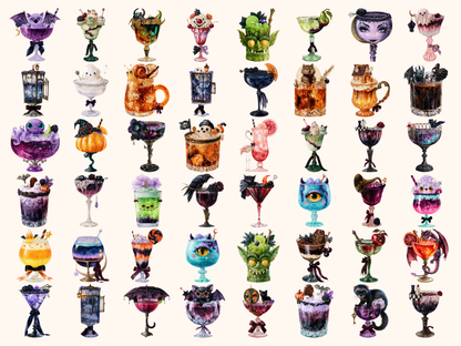 Halloween Cocktails Watercolor Clipart — listing preview 4