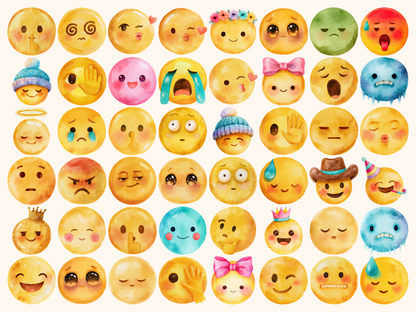 Emojis Watercolor Clipart