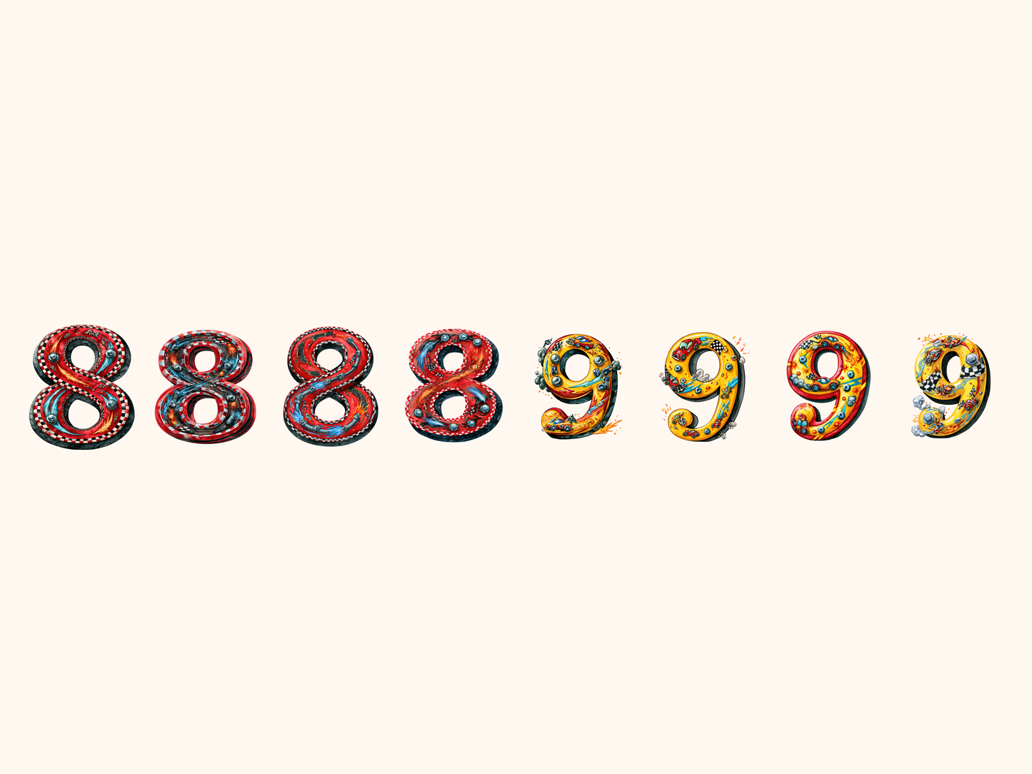 Motor Racing Alphabet & Numbers