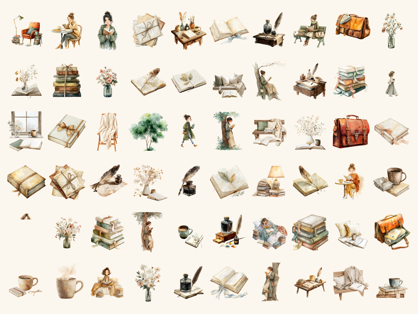 Poetcore Girls Watercolor Clipart