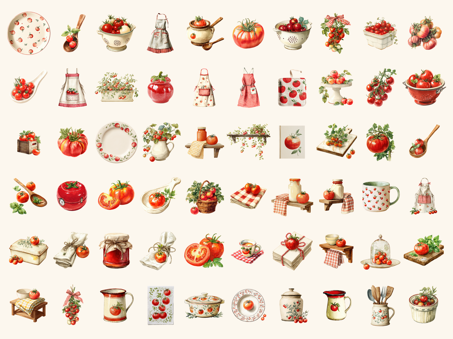 Tomato Kitchen Watercolor Clipart