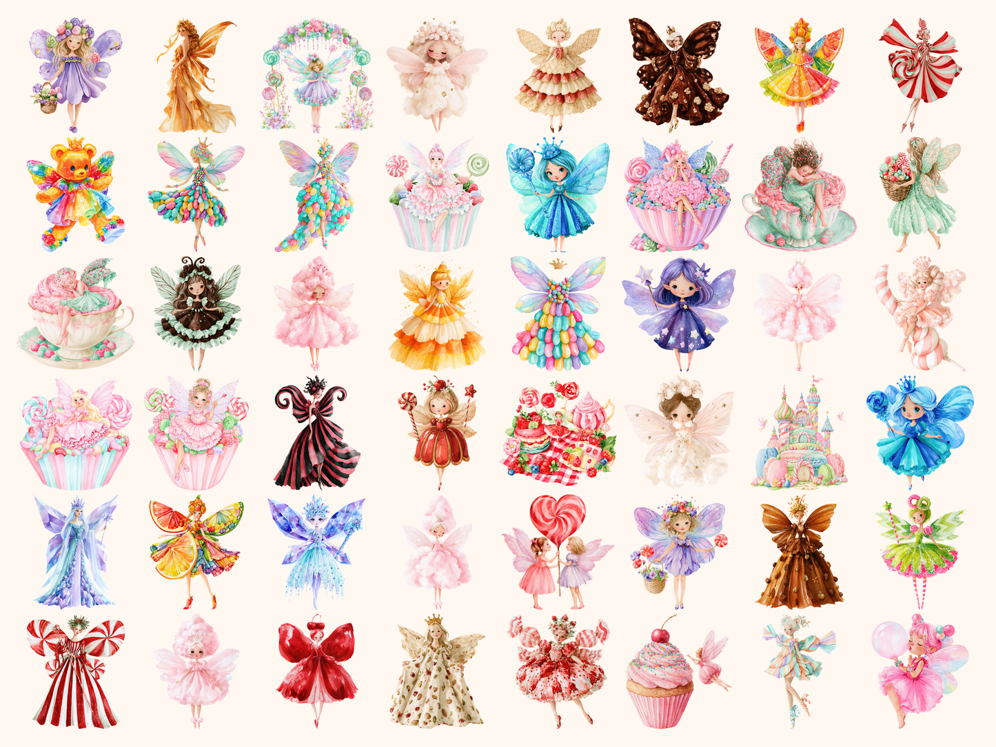 Candy Fairy Watercolor Clipart