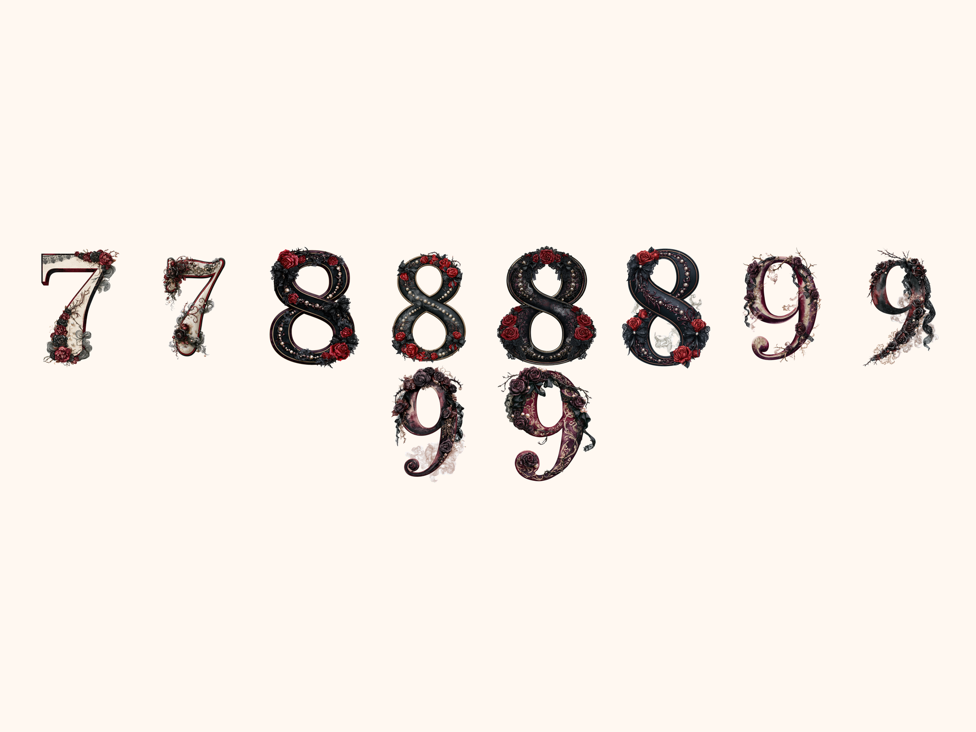 Gothic Romance Alphabet & Numbers
