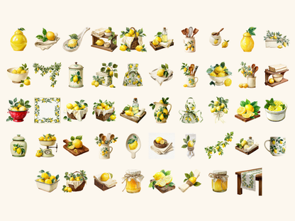 Lemon Kitchen Watercolor Clipart