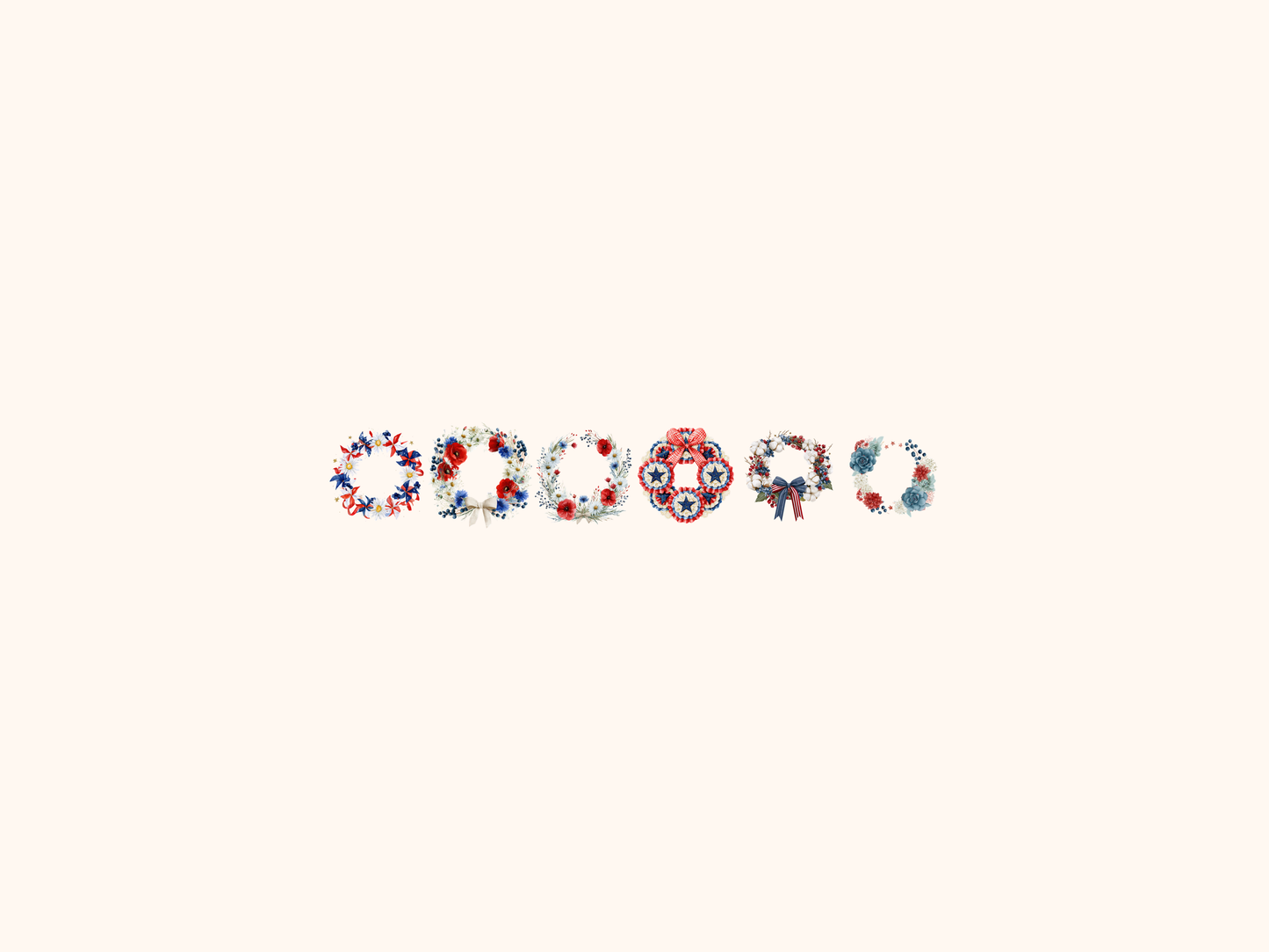 Red, White & Blue Wreath Watercolor Clipart