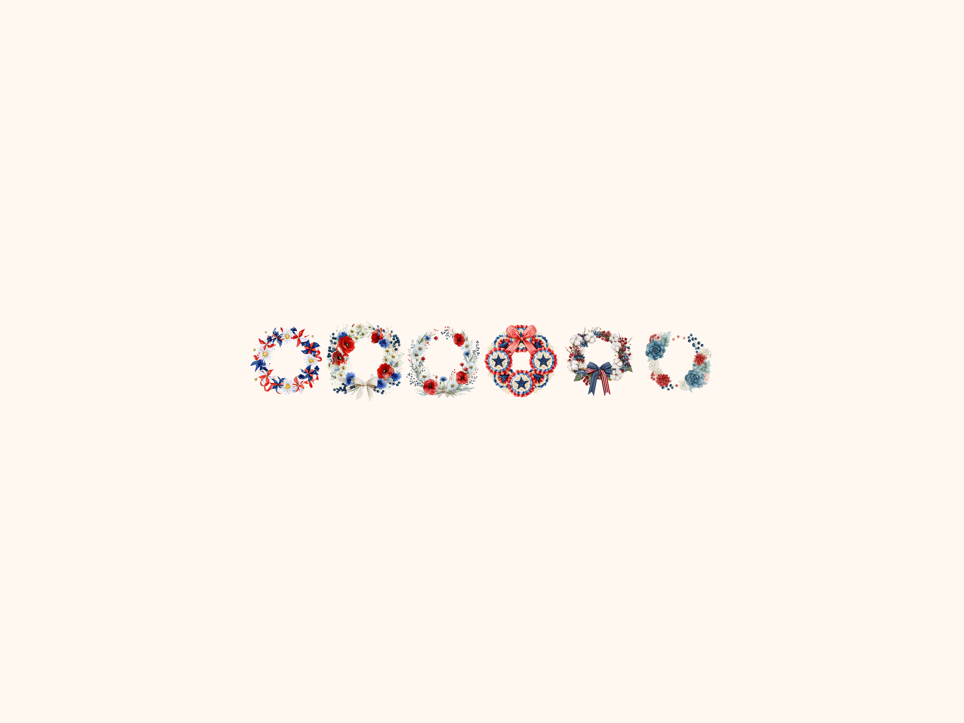 Red, White & Blue Wreath Watercolor Clipart
