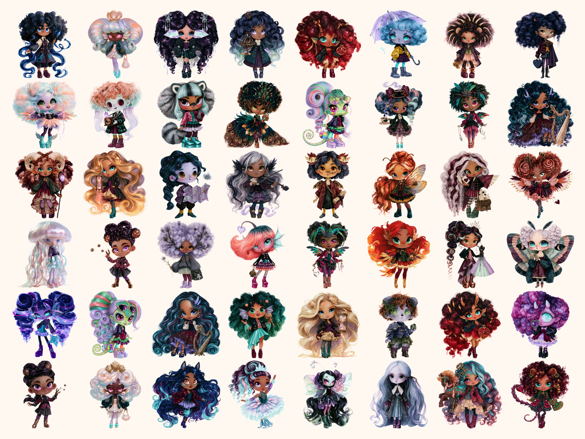 Spooky Chibi Academy Watercolor Clipart — listing preview 4