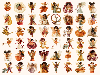 Thanksgiving Fairies Watercolor Clipart