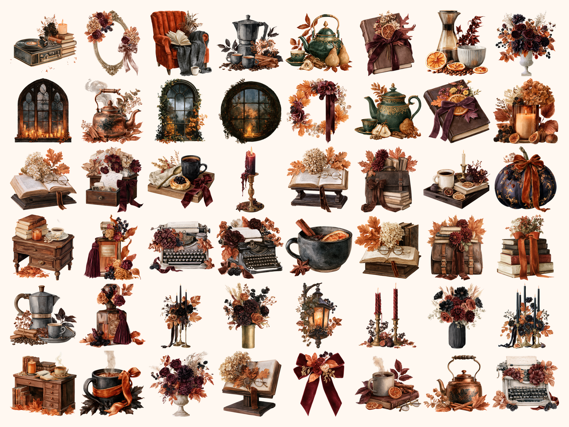 Moody Autumn Watercolor Clipart