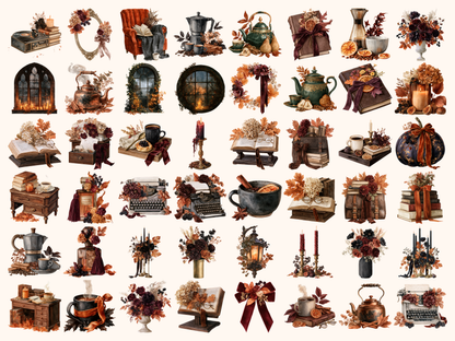 Moody Autumn Watercolor Clipart