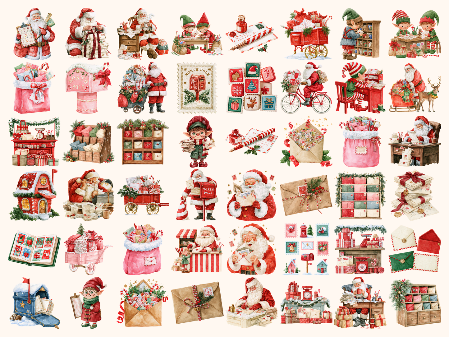 Santa’s Post Office Watercolor Clipart