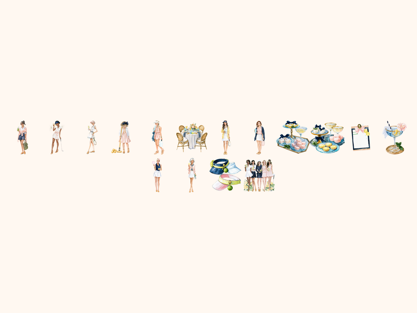 Country Club Watercolor Clipart