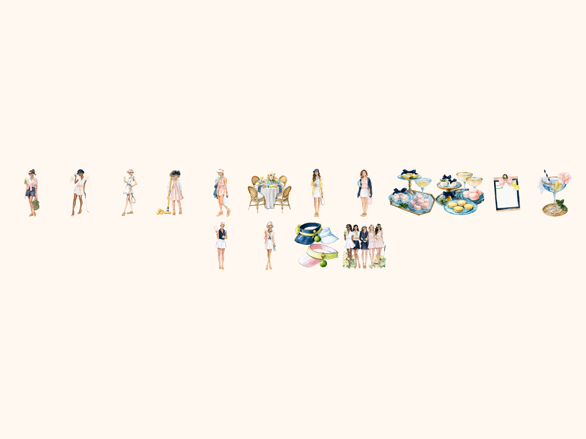 Country Club Watercolor Clipart