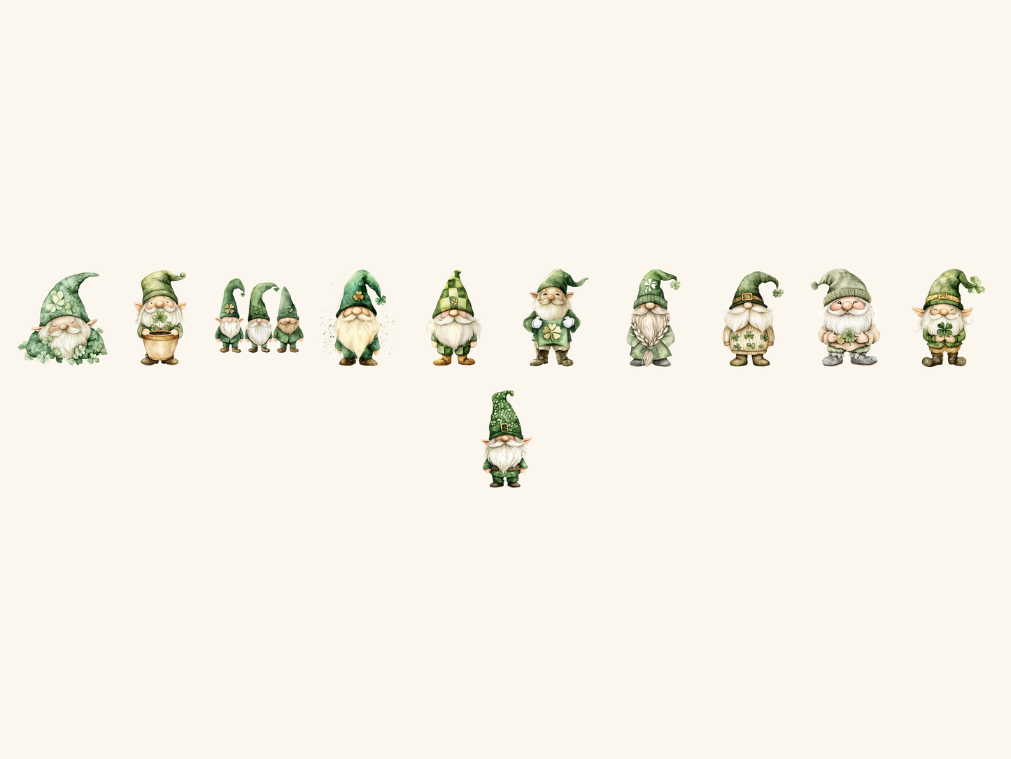 Shamrock Gnomes Watercolor Clipart
