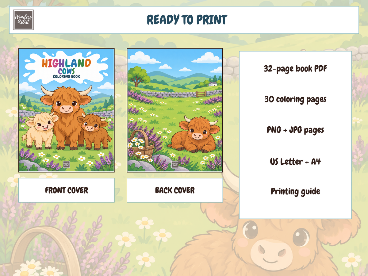 Highland Cows Coloring Book — WHATS INCLUDED