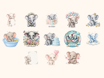 Baby Shower Elephants Clipart