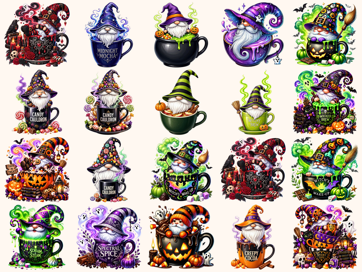 Halloween Cup Gnomes Clipart