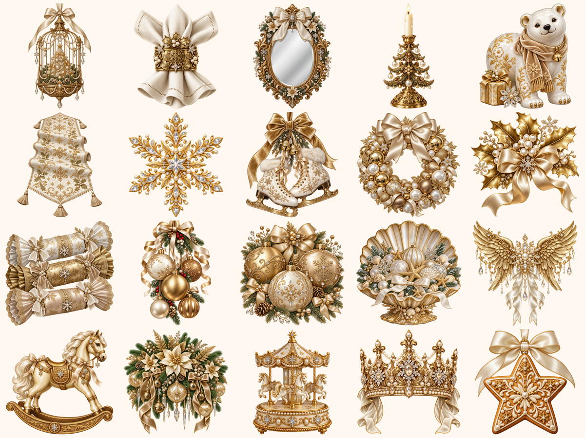 Golden Christmas Decor Clipart — listing preview 5
