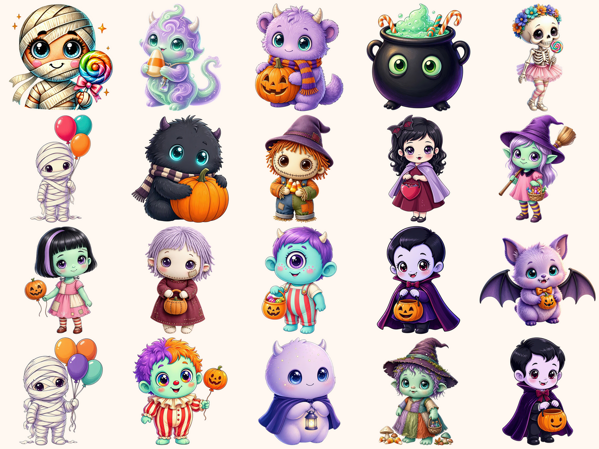 Little Halloween Monsters Clipart