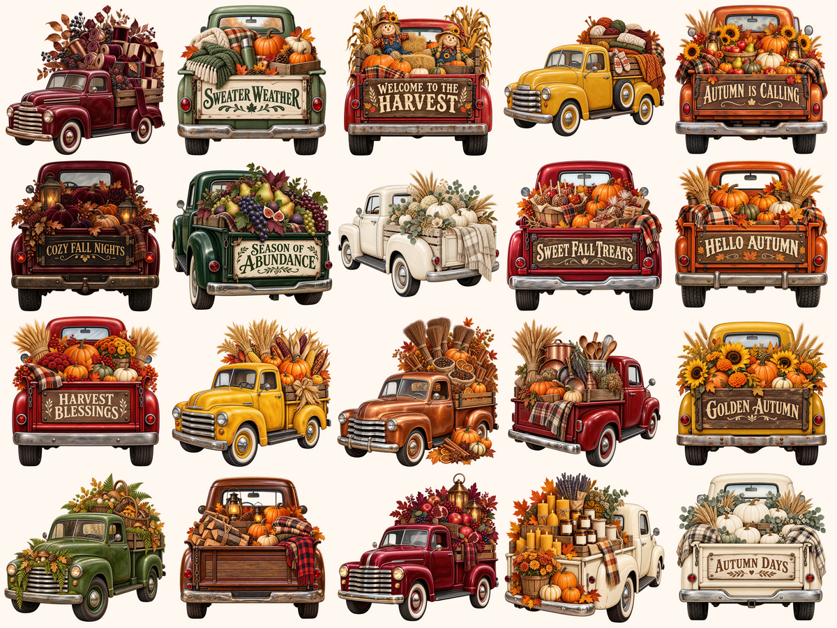 Autumn Trucks Clipart