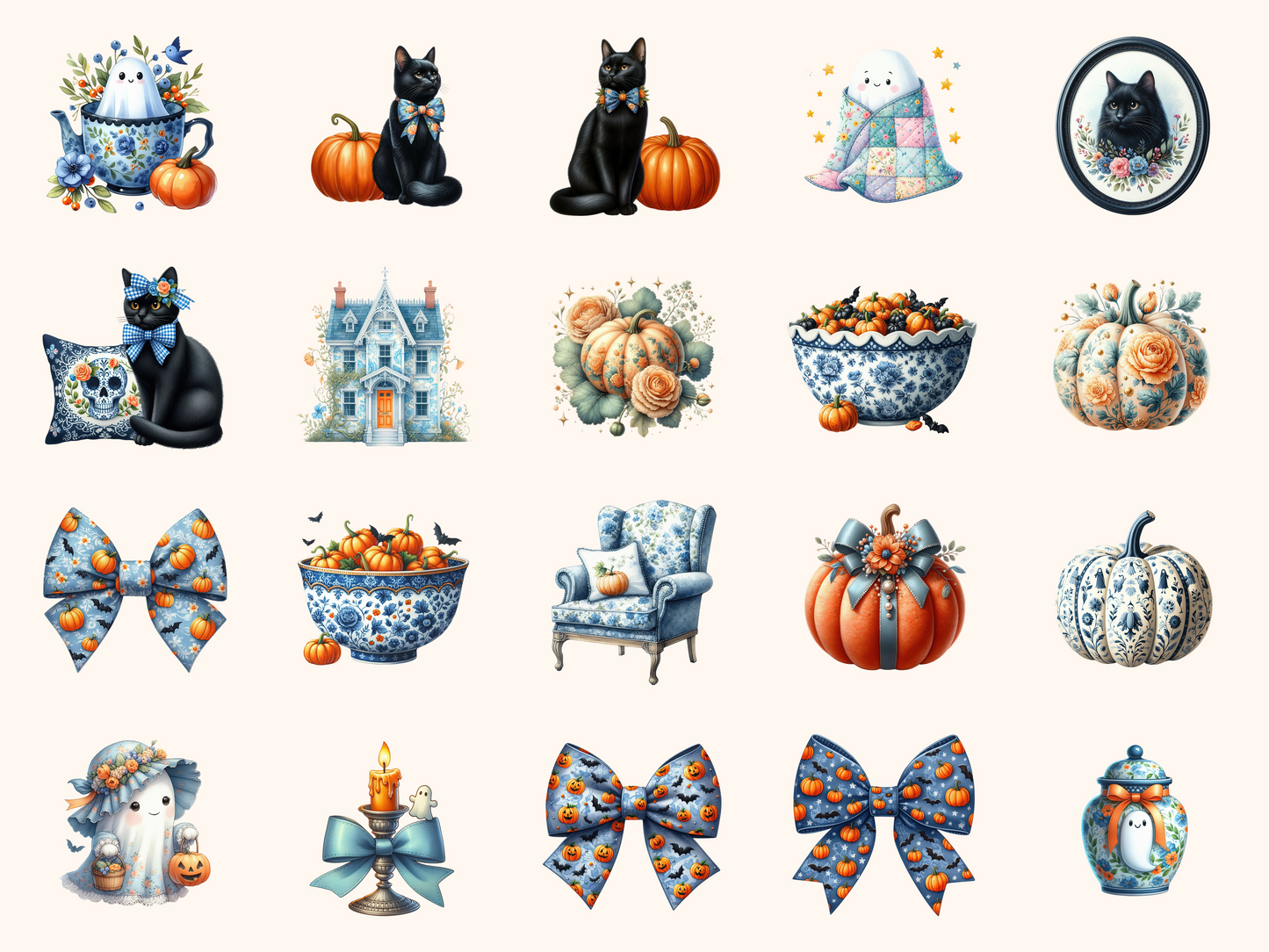 Grandmillennial Halloween Clipart