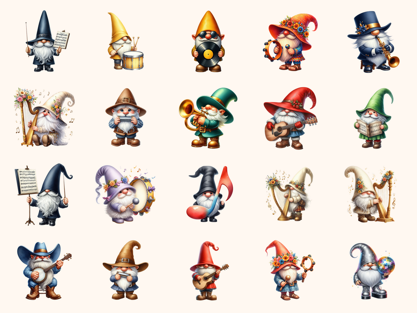 Musical Gnomes Clipart