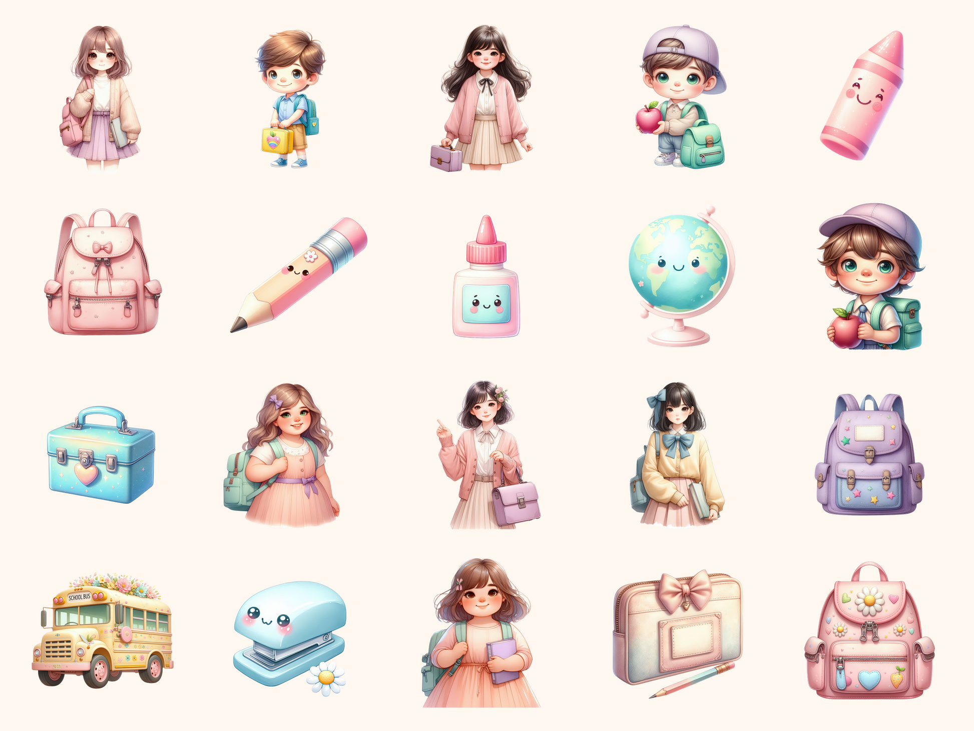 Pastel Back to School Clipart
