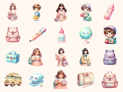 Pastel Back to School Clipart