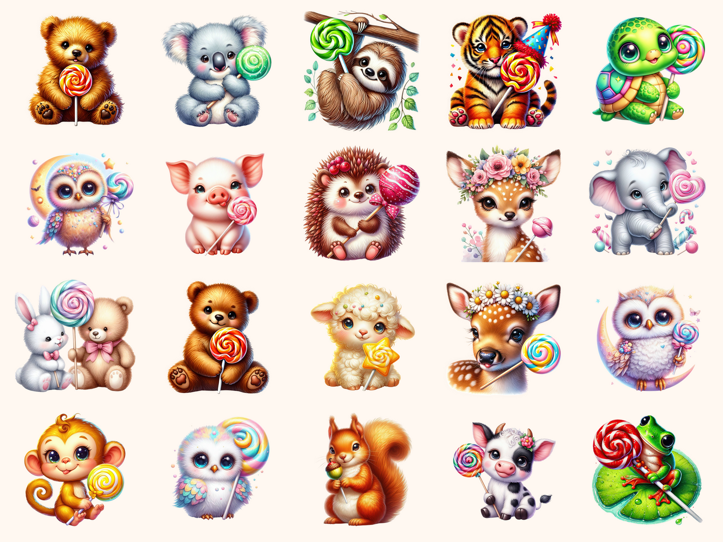 Lollipop Animals Clipart