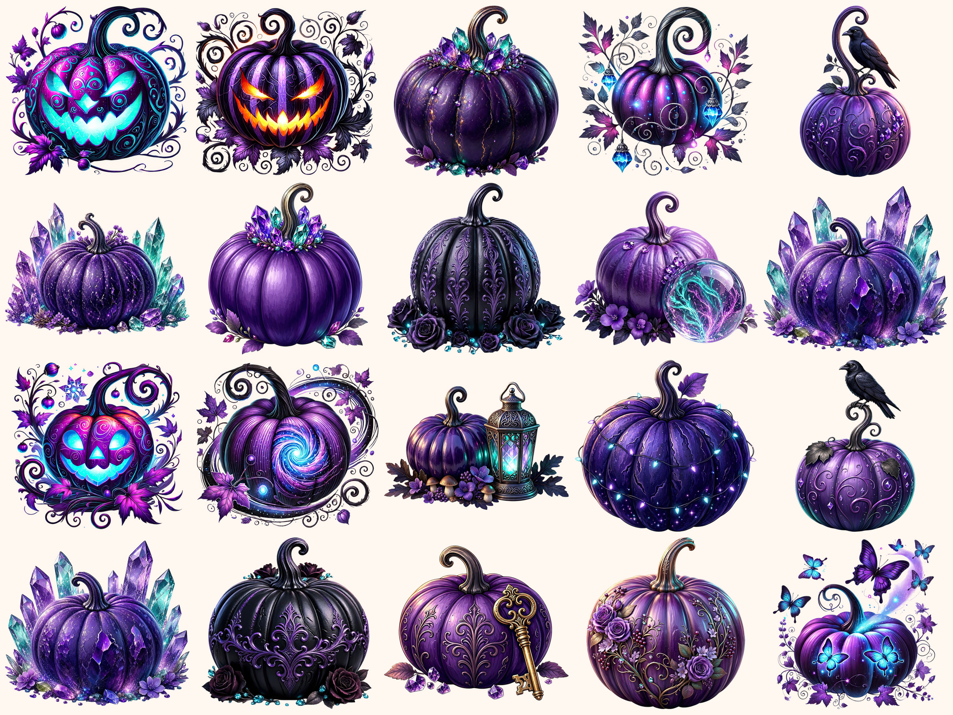Violet Pumpkins Clipart