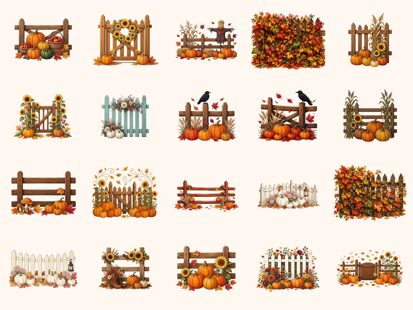 Autumn Fences Clipart