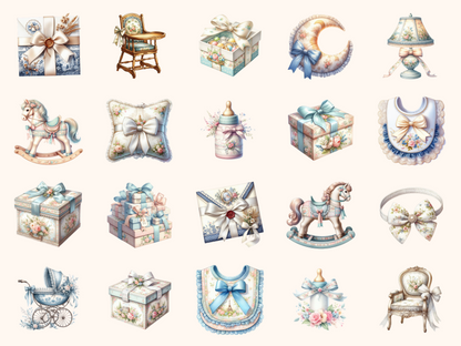 Toile Baby Shower Clipart