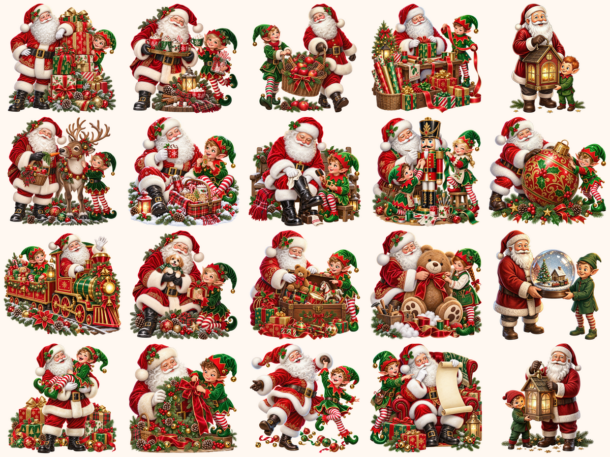Santa & Elves Clipart